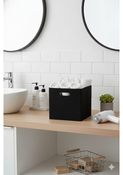 SİYAH Keçe Kutu Organizer/ dolap çekmece düzenleyici KEÇE KUTU 30X30 fırsatları