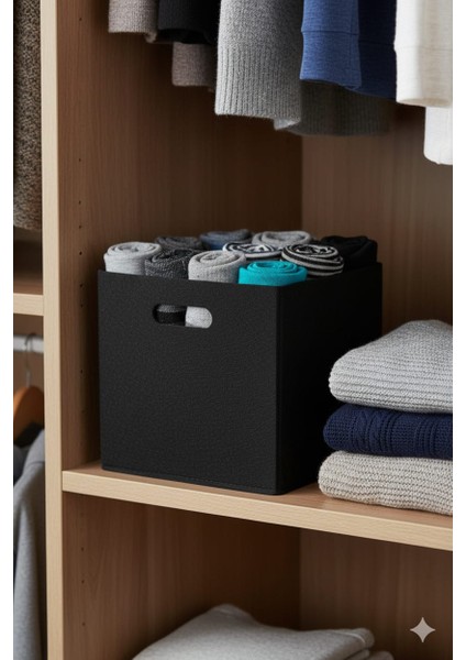 SİYAH Keçe Kutu Organizer/ dolap çekmece düzenleyici KEÇE KUTU 30X30