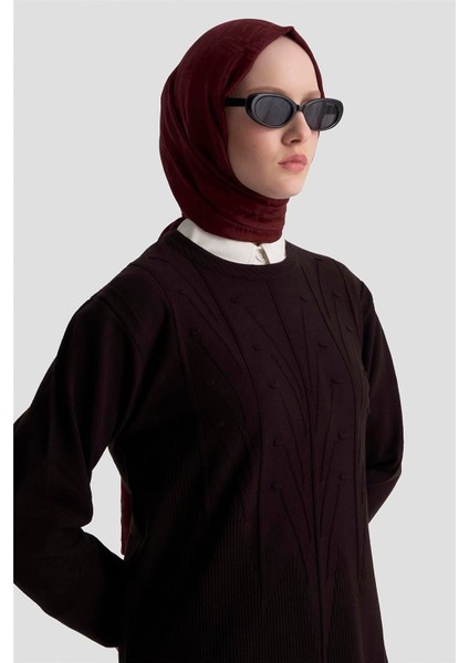 Başak Desenli Kazak 25KD7006 Siyah fırsatları