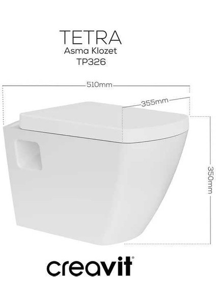 Tetra Asma Klozet (TP326.00) + Lara Tp Yavaş Kapanan Kapak 2'li Set modelleri