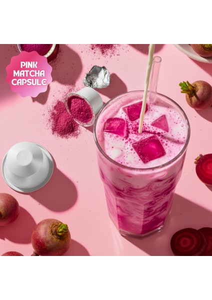 Pink Matcha Kapsül – Nespresso Uyumlu Pembe Superfood Matcha Tozu, 10'lu Paket fırsatları