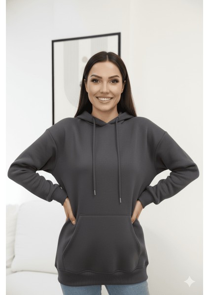 Üç Iplik Kanguru Cep Sweatshirt Pembe modelleri