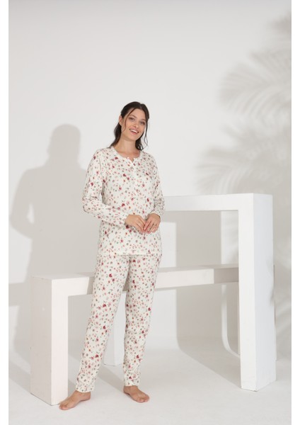 %100 Pamuk Uzun Kol Kadın Pijama Takımı 98289 indirimleri