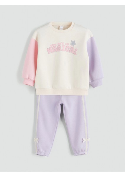 Lcw Kids Ekru Kız Çocuk Kalın Sweatshirt ve Eşofman Alt 2'li