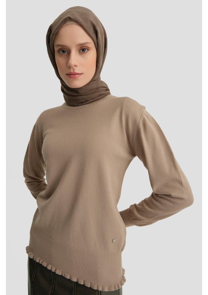 Fırfır Detaylı Kazak 25KD7007 Vizon fiyatları