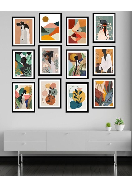 Dekorize Mdf Tablo Seti 12 Parça 3 mm - Boho Salon Oturma Yatak Odası Için Duvar Dekoru 13 x 17