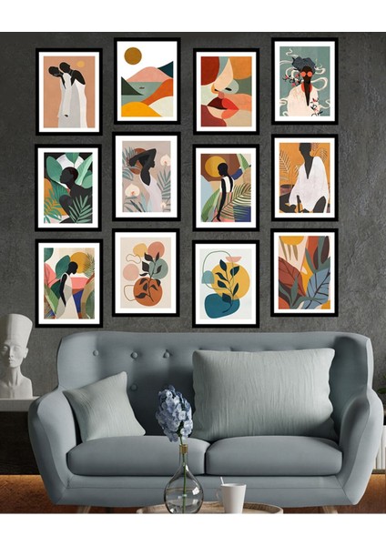 Dekorize Mdf Tablo Seti 12 Parça 3 mm - Boho Salon Oturma Yatak Odası Için Duvar Dekoru 13 x 17 fiyatları