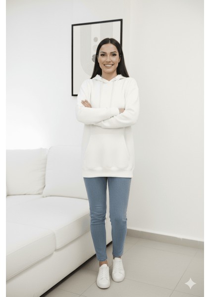 Üç Iplik Kanguru Cep Sweatshirt Pembe modelleri