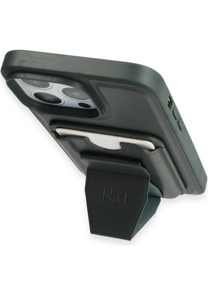iPhone 14 Pro Kılıf Hd Deri Luxury Magnet Kartvizitli Kapak - Koyu Yeşil modelleri