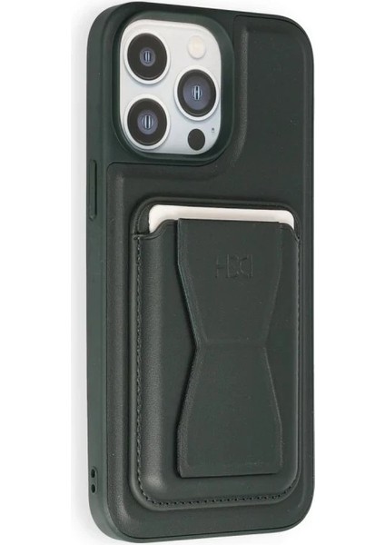 iPhone 14 Pro Kılıf Hd Deri Luxury Magnet Kartvizitli Kapak - Koyu Yeşil indirimleri