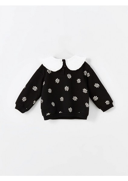 Lcw Kids Siyah Bebe Yaka Kalın Çiçekli Kız Çocuk Sweatshirt fiyatları