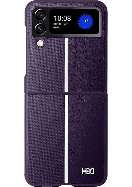 Samsung Galaxy Z Flip 4 Kılıf HBC-155 Lizbon Kapak - Derin Mor