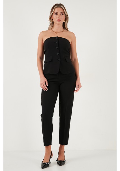 Regular Fit Straplez Yaka Düğmeli Yelek Bayan Yelek 6839611 fiyatları