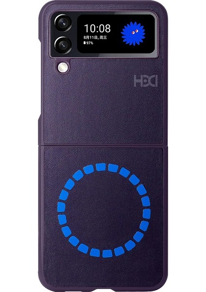 Samsung Galaxy Z Flip 4 Kılıf HBC-156 Forum Magneticsafe Kapak - Derin Mor