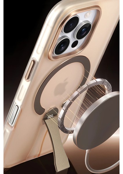 Apple iPhone 16 Pro Max HBC-354 Kunlun Standlı Magsafe Kapak - Çöl Titanyum modelleri