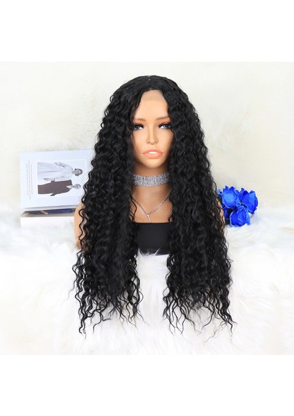 Afro Dalga Siyah Orta Boy Tül Peruk