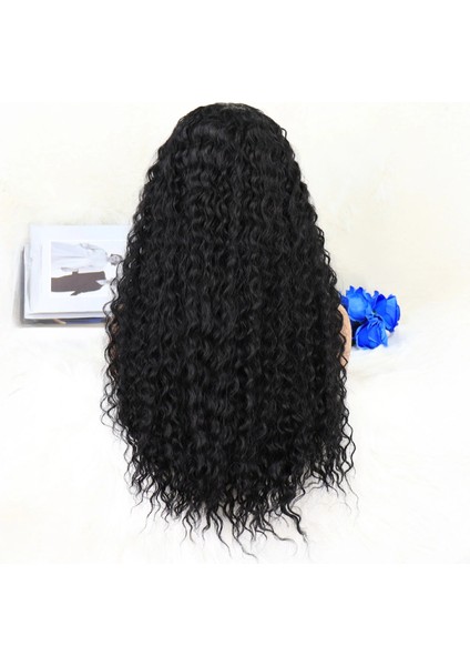 Afro Dalga Siyah Orta Boy Tül Peruk fırsatları
