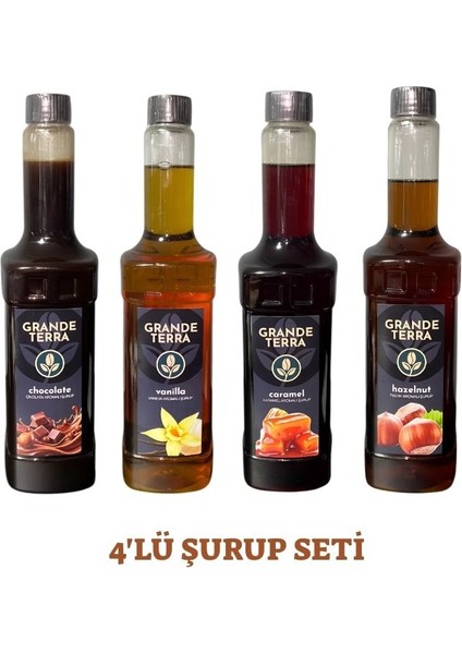 4’lü Şurup Seti ( Karamel + Vanilya + Fındık + Çikolata 4X750 Ml)