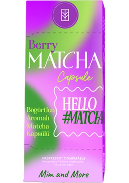 Berry Matcha Kapsül - Nespresso Uyumlu, Böğürtlen Aromalı Matcha Tozu, 10'lu Paket