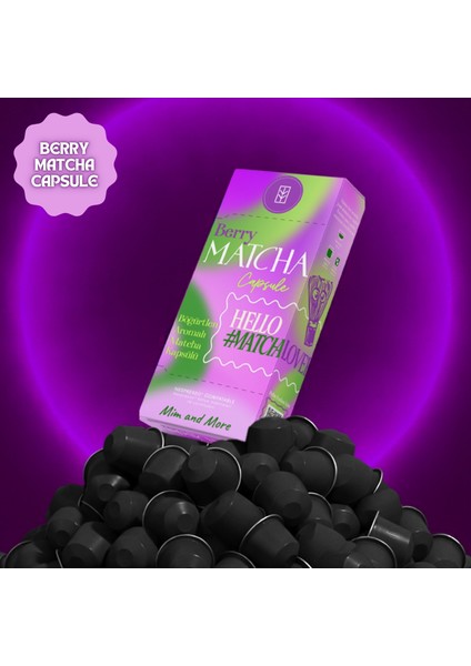 Berry Matcha Kapsül - Nespresso Uyumlu, Böğürtlen Aromalı Matcha Tozu, 10'lu Paket modelleri