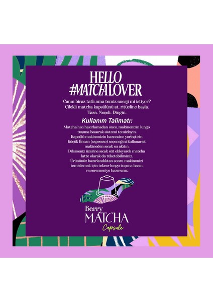 Berry Matcha Kapsül - Nespresso Uyumlu, Böğürtlen Aromalı Matcha Tozu, 10'lu Paket