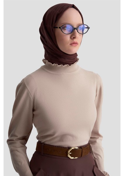 Fırfır Detaylı Kazak 25KD7007 Taş modelleri