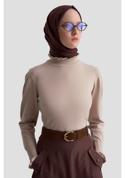 Fırfır Detaylı Kazak 25KD7007 Taş fırsatları