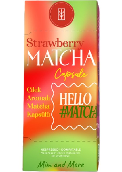Strawberry Matcha Kapsül - Nespresso Uyumlu, Çilek Aromalı Matcha Tozu, 10'lu Paket