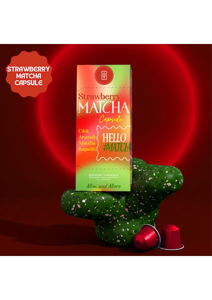 Strawberry Matcha Kapsül - Nespresso Uyumlu, Çilek Aromalı Matcha Tozu, 10'lu Paket fiyatları