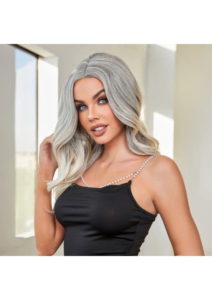 Siyah Beyaz Platin Ombre ve Röfleli Tül Peruk modelleri