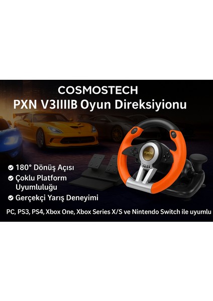 Pxn V3 Pro Yarış Direksiyonu Seti – Pedallı 180° Oyun Direksiyonu Turuncu (Pc/ps4/xbox/switch) fiyatları
