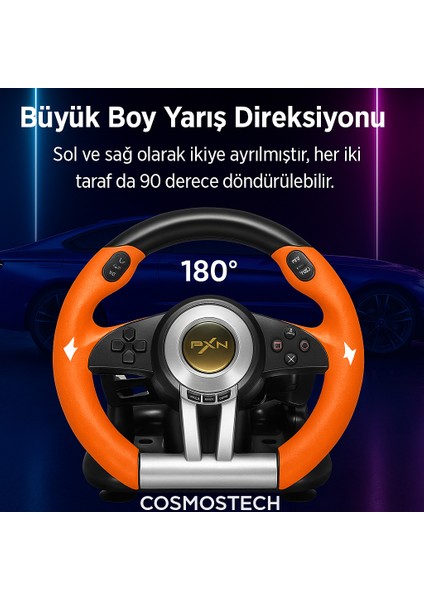 Pxn V3 Pro Yarış Direksiyonu Seti – Pedallı 180° Oyun Direksiyonu Turuncu (Pc/ps4/xbox/switch) fırsatları