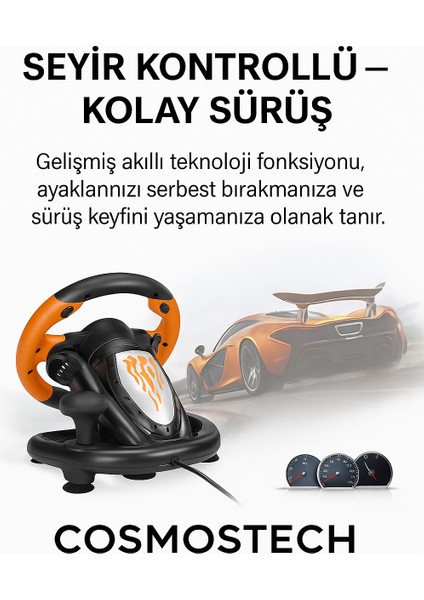Pxn V3 Pro Yarış Direksiyonu Seti – Pedallı 180° Oyun Direksiyonu Turuncu (Pc/ps4/xbox/switch)