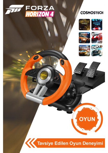 Pxn V3 Pro Yarış Direksiyonu Seti – Pedallı 180° Oyun Direksiyonu Turuncu (Pc/ps4/xbox/switch)