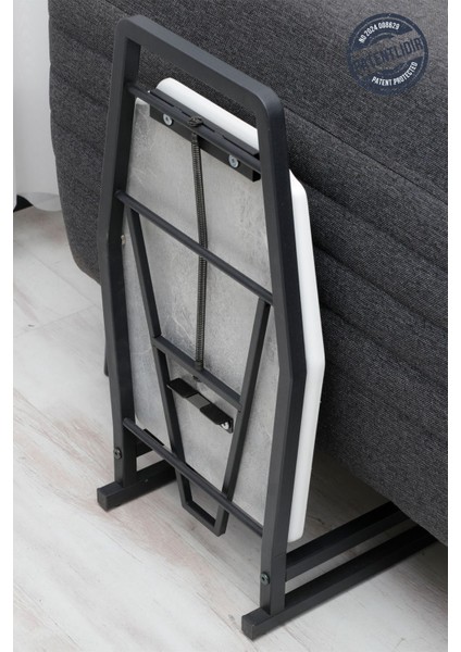 Dali Serisi 1 Adet Beyaz Mermer Desen Katlanabilir Mdf C Sehpa Yan Sehpa Gold Kaplama Metal Ayak fiyatları