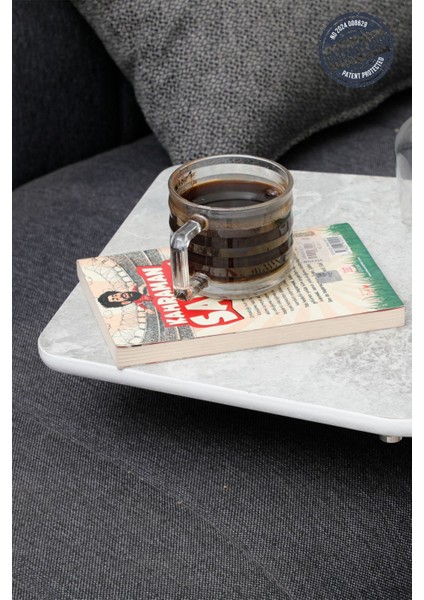 Dali Serisi 1 Adet Beyaz Mermer Desen Katlanabilir Mdf C Sehpa Yan Sehpa Gold Kaplama Metal Ayak modelleri