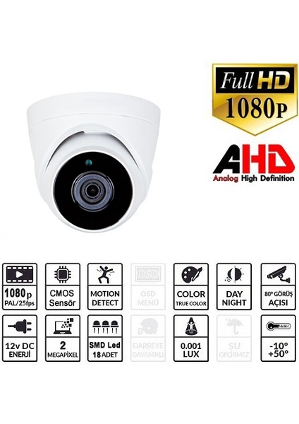 EZ-5120HD 2mp 2.8mm Lens Ahd Dome Kamera