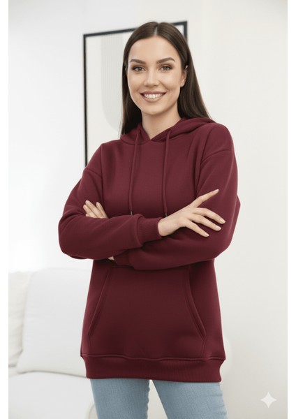 Üç Iplik Kanguru Cep Sweatshirt Pembe fiyatları