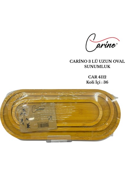 3lü Oval Bambu Uzun Sunumluk