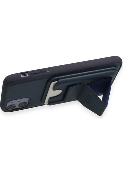 iPhone 11 Kılıf Hd Deri Luxury Magnet Kartvizitli Kapak - Lacivert fırsatları