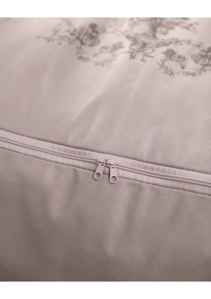 Çiçek Desen Baskılı Hurç King Size - Gri