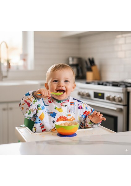 Jungle, Sıvı Geçirmez, Cepli, Makinede Yıkanabilir, Uzun Kollu Bebek Önlüğü fiyatları