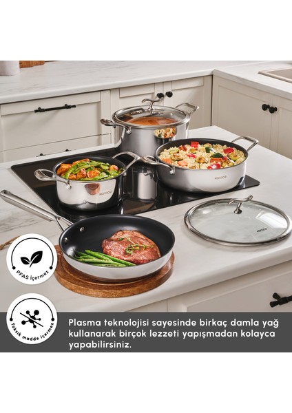 Plasma Steel 316+ 3ply 7 Parça Tencere Seti