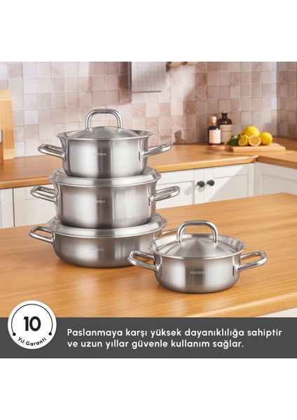 Power Steel 316+ 3ply Spirit Indüksiyon Tabanlı 8 Parça Çelik Tencere Seti indirimleri