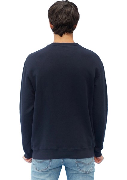 Small Logo Bisiklet Yaka Lacivert Erkek Sweatshirt