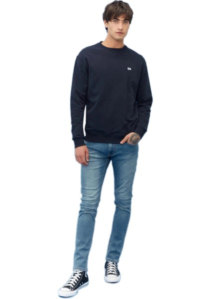 Small Logo Bisiklet Yaka Lacivert Erkek Sweatshirt