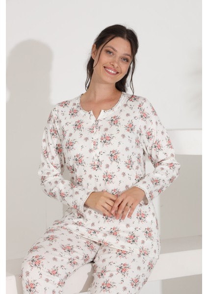 %100 Pamuk Uzun Kol Kadın Pijama Takımı 98290 fırsatları