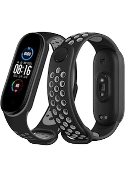 Xiaomi Mi Band 7 Spor Delikli Kordon - Siyah-Gri - A9382-2072