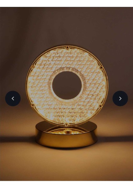 Cam Desenli Yuvarlak Gece Lambası, Loş Işık ve Yansımalı Tasarım ile Rahatlatıcı Ortam Sağlar