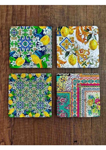 4lü Bardak Altlığı Doğal Taş Baskılı fiyatları